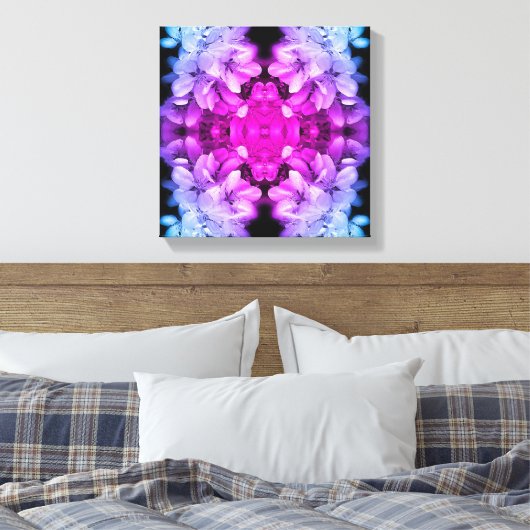 Bloembloesems zwart en wit Abstract gekleurd Canvas Afdruk (Insitu (Slaapkamer))