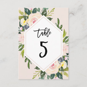 Bloemblush Handgeschreven Tabel 5 Nummer Kaart