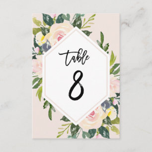 Bloemblush Handgeschreven Tabel 8 Nummer Kaart