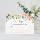 Bloemblush Roze Goud Confetti RSVP (Staand voorkant)