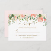 Bloemblush Roze Goud Confetti RSVP (Voorkant / Achterkant)