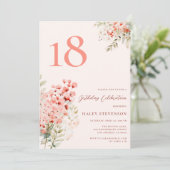 Bloemblush roze grillige 18e verjaardag kaart (Staand voorkant)