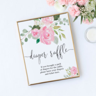 Bloemblush roze groen Luier loterij teken Poster