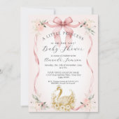 Bloemblush roze lint zwaan gouden Baby shower Kaart (Voorkant)