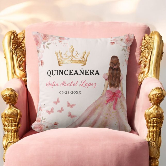 Bloemblush roze prinses Quinceanera Kussen (Creator heeft geüpload)