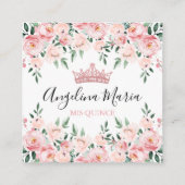 Bloemblush Roze Quinceanera QR Code RSVP Informatiekaartje (Achterkant)