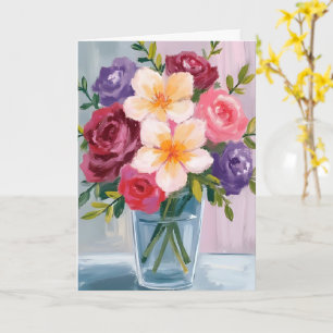 Bloemboeket Aquarel Bloemenschildering Kaart