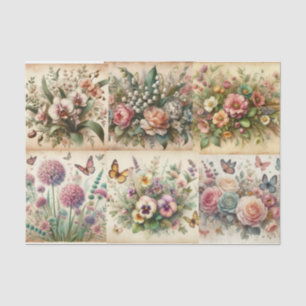 bloemboeket en vlinders Decoupage Tissuepapier