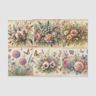 bloemboeket en vlinders Decoupage Tissuepapier