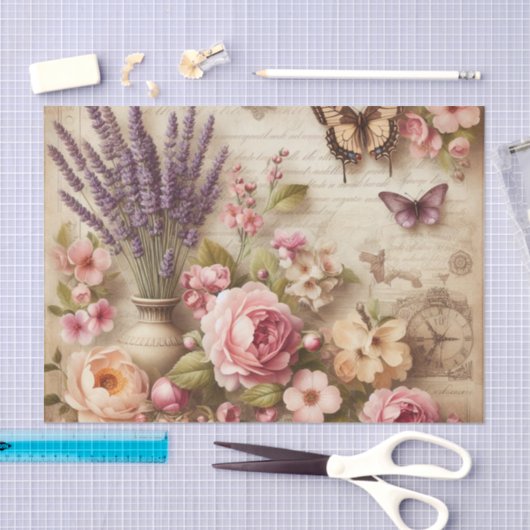 bloemboeket en vlinders Decoupage Tissuepapier (Craft)