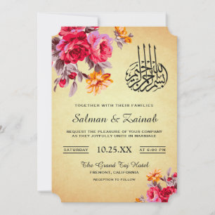  bloemboeket Islamitische bruiloft uitnodiging