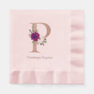 Bloemboeket op maat met initiaal P monogram Servet