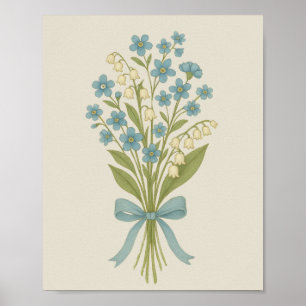 bloemboeket op perkament botanische kunst poster
