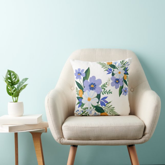 Bloemboeket Paarse Sinaasappel Kussen (Stoel)