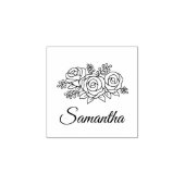 Bloemboeket Roos Bloemen Posy Custom Naam 1x1 Rubberstempel (Afrduk)