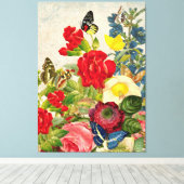  bloemboeket vlinders verpakt canvas afdruk (Insitu (Houten vloer))