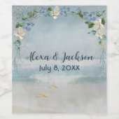 Bloemboog met nautisch net wijn etiket (Enkel label)