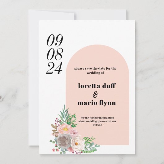 Bloemboog 'Save the date'-uitnodiging Kaart (Voorkant)