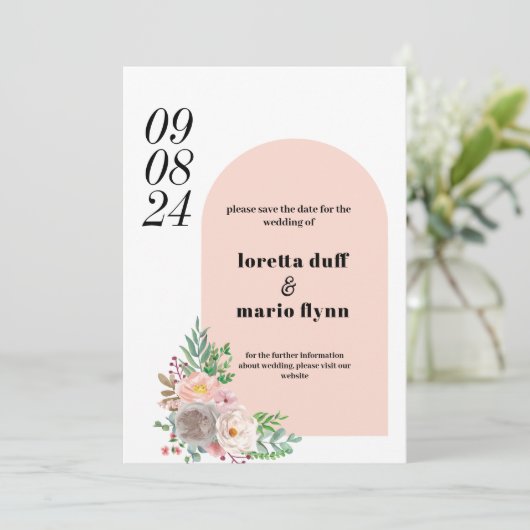 Bloemboog 'Save the date'-uitnodiging Kaart (Staand voorkant)