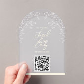 Bloemboog stijl bruiloft uitnodiging QR-code Acryl Uitnodigingen (Insitu (Draagbaar))