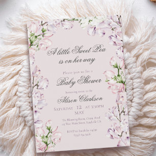 Bloemboog van lieve erwten Baby brunch elegant lav Kaart