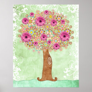 Bloemboom en groen poster van Floral - TBA