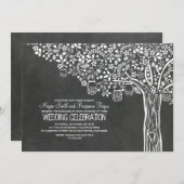 Bloemboom Mason Jar Lights Chalkboard bruiloft Kaart (Voorkant / Achterkant)