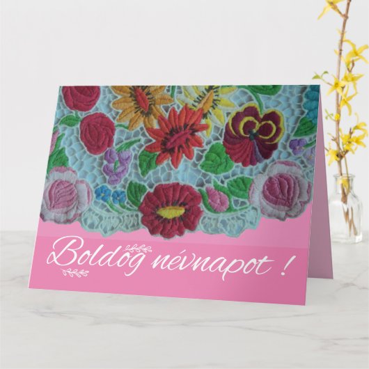 bloemborduurwerk uit Zuid-Hongarije Kaart (Gele Bloem)