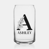 Bloembrief A Monogram en gepersonaliseerde naam Blikvorm Glas (Voorkant)