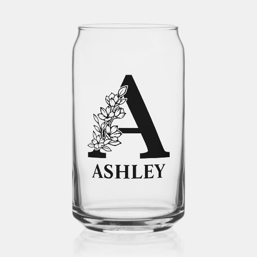 Bloembrief A Monogram en gepersonaliseerde naam Blikvorm Glas (Voorkant)