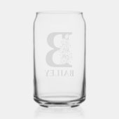 Bloembrief B Monogram en gepersonaliseerde naam Blikvorm Glas (Achterkant)