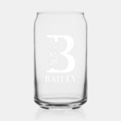 Bloembrief B Monogram Gepersonaliseerde naam Wit Blikvorm Glas (Voorkant)