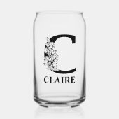 Bloembrief C Monogram en gepersonaliseerde naam Blikvorm Glas (Voorkant)