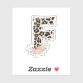Bloembrief F Initiaal naam Leopard Cheetah Print Sticker (Vel)