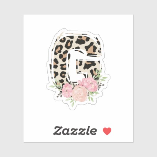 Bloembrief G Initiaal naam Leopard Cheetah Print Sticker (Vel)