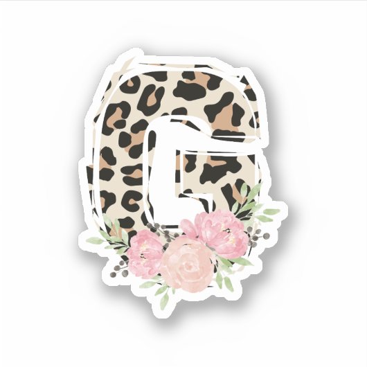 Bloembrief G Initiaal naam Leopard Cheetah Print Sticker (Voorkant)