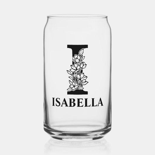 Bloembrief I Monogram en gepersonaliseerde naam Blikvorm Glas (Voorkant)