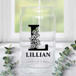 Bloembrief L Monogram en gepersonaliseerde naam Blikvorm Glas