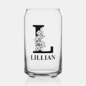 Bloembrief L Monogram en gepersonaliseerde naam Blikvorm Glas (Voorkant)