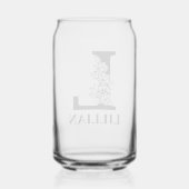 Bloembrief L Monogram en gepersonaliseerde naam Blikvorm Glas (Achterkant)