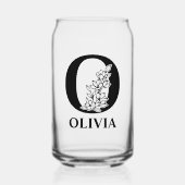 Bloembrief O Monogram en gepersonaliseerde naam Blikvorm Glas (Voorkant)