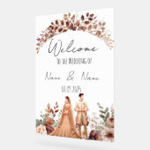 Bloembruin acryl bruiloft teken bord (Hoek)