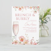 Bloembrunch en Bubbly Champagne Vrijgezellenfeest Kaart (Staand voorkant)