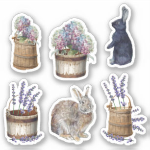 Bloembuikzakdoek Hydrangea Lavender Rabbit Boerder Sticker