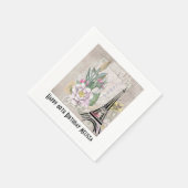 Bloemcollage & Eiffeltoren Verjaardag Servet (Hoek)