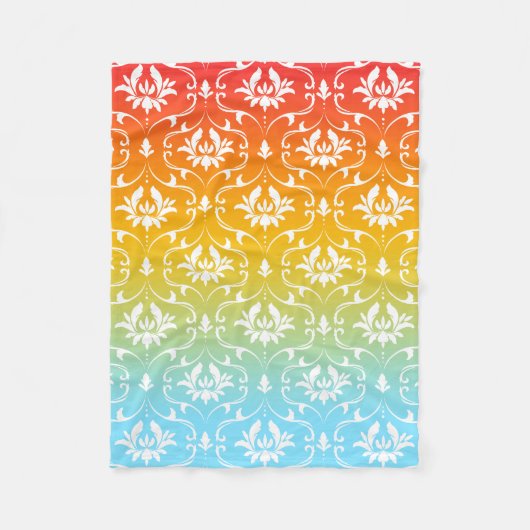 Bloemdamast op Ombre achtergrond Fleece Deken (Voorkant)