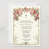 bloemdoop doopgouden kruis kaart (Voorkant)