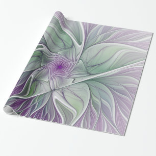 Bloemdromen, Abstracte Paarse groene fractale kuns Cadeaupapier