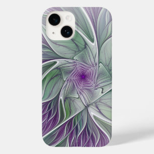 Bloemdromen, Abstracte Paarse groene fractale kuns Case-Mate iPhone 14 Hoesje