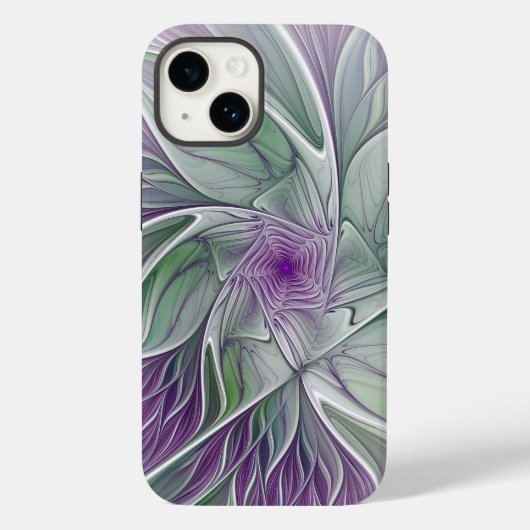Bloemdromen, Abstracte Paarse groene fractale kuns Case-Mate iPhone Case (Achterkant)